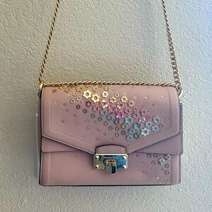 Michael Kors Pink Floral Studded Shoulder Bag